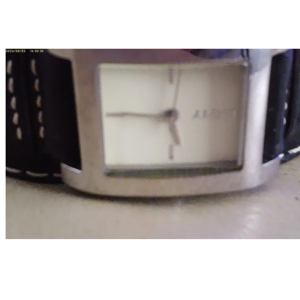 DKNY Cuff Watch Women OS Black Silver Leather Band Square Face Analog Trendy